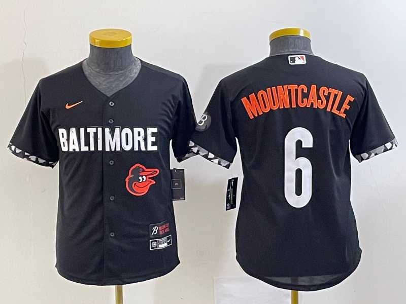 Youth Baltimore Orioles #6 Ryan Mountcastle Black 2023 City Connect Cool Base Stitched Jerseys->mlb youth jerseys->MLB Jersey